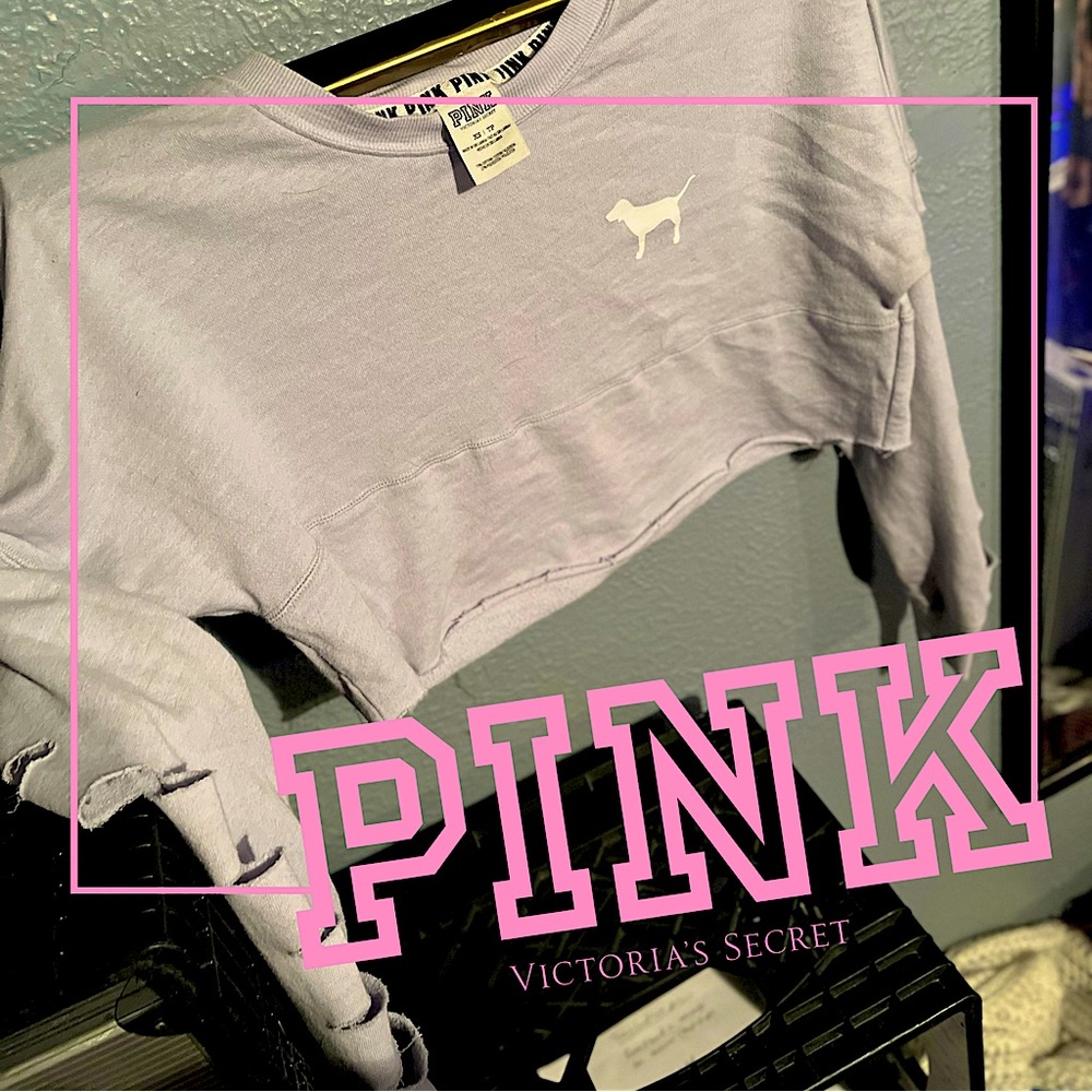 Lavender VS Pink cropped distressed pullover